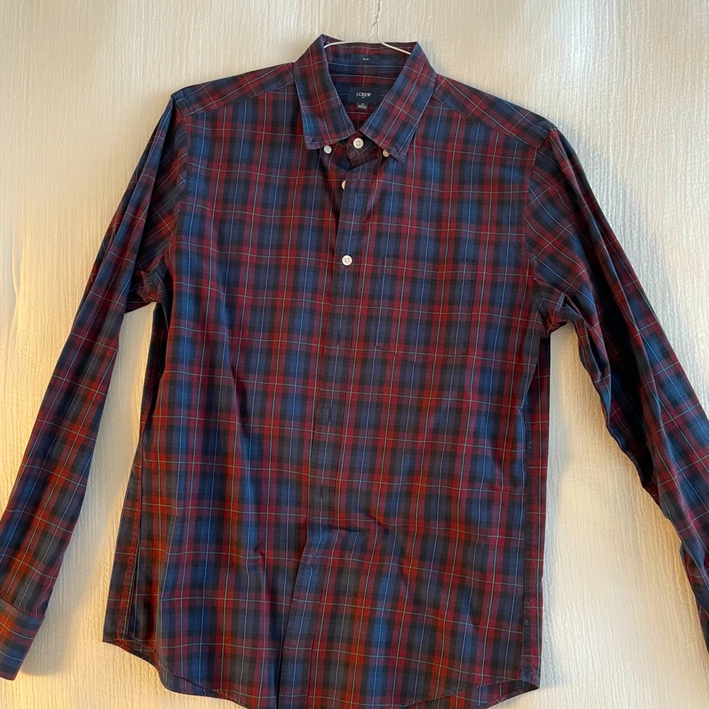 J Crew Plaid Button Down Collar Shirt - M | Slim